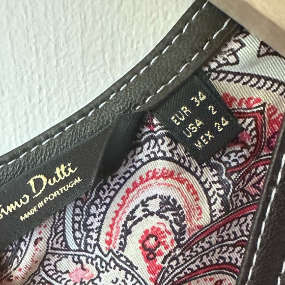 massimo dutti • nwt mulberry silk paisley slip dress mini 2 faux leather trim - Picture 4 of 10